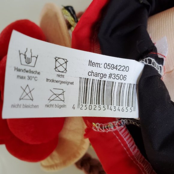 German Girl Doll Plush Stuffed Cloth Red Braided Yarn Hair Ethnic Costume Dress - Picture 9 of 10